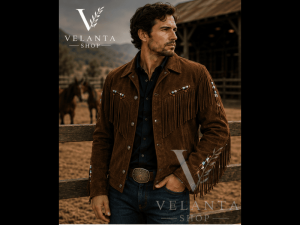 Mens-Sand-Suede-Western-Beaded-Fringe-Jacket